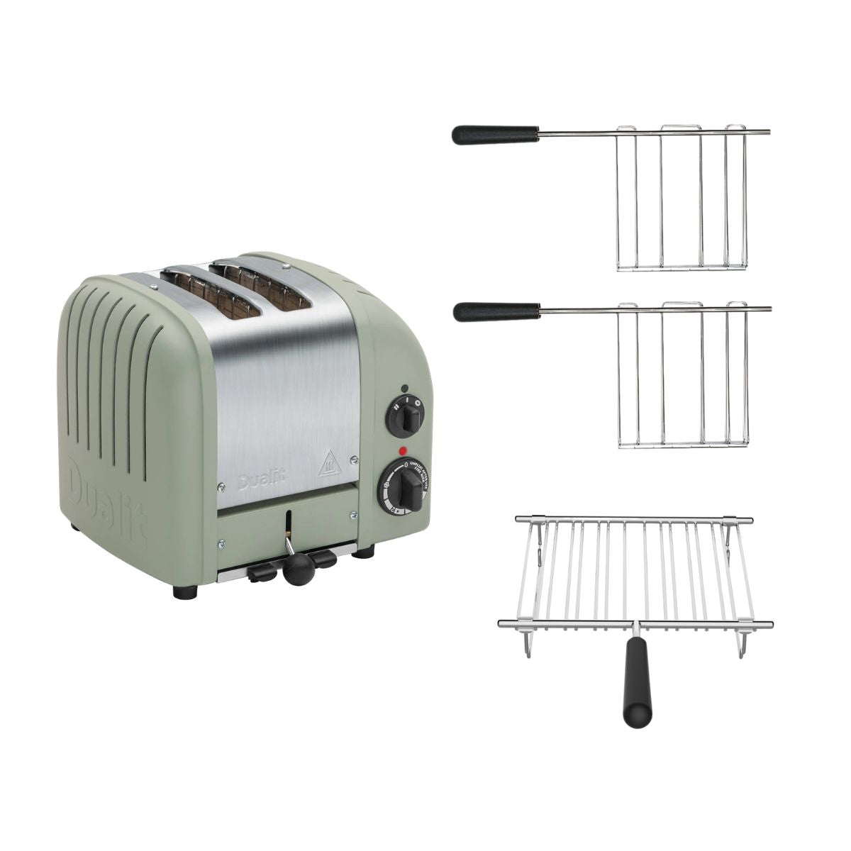 Dualit Toaster Paket 3, 2er Toaster mit zwei Sandwichzangen und Brötchenaufsatz