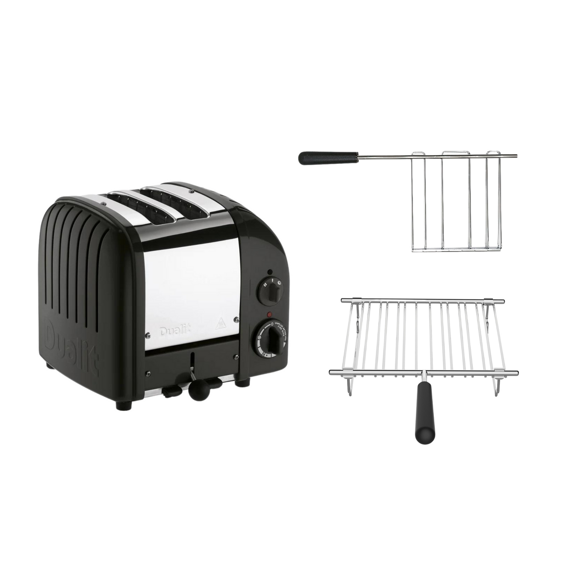 Dualit Toaster Paket 2, 2er Toaster mit Sandwichzange und Brötchenaufsatz