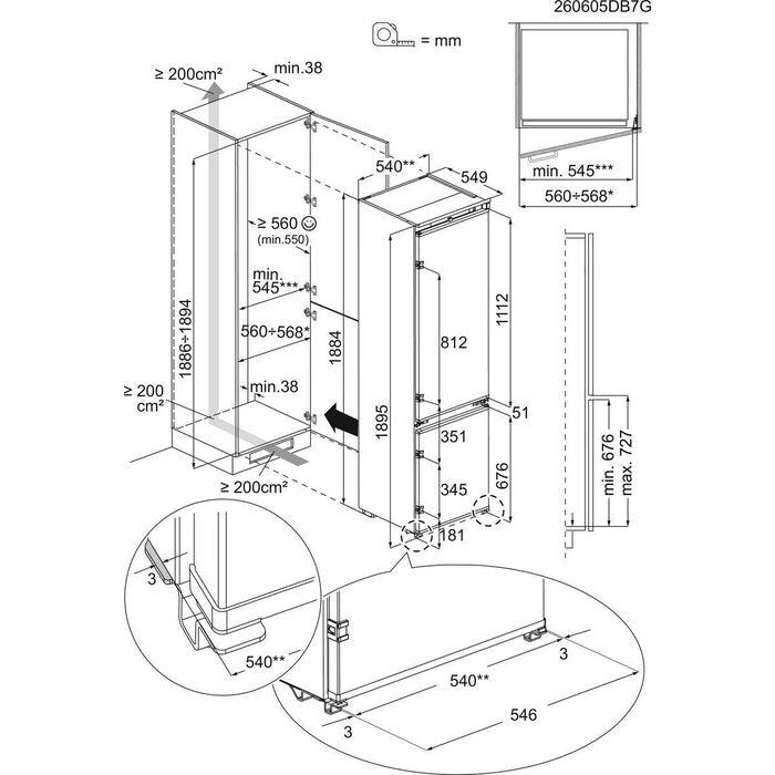 Einbau-Kühl-Gefrierkombination, EEK D, 190 cm hoch, NKG190D27S