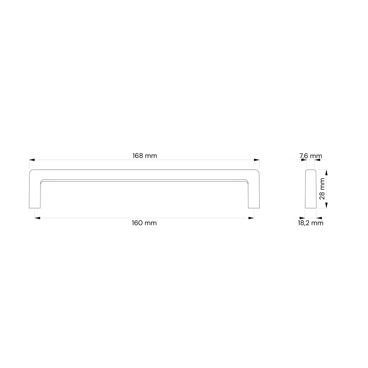 4er Set Mattlackgriff mit 160 mm Bohrabstand